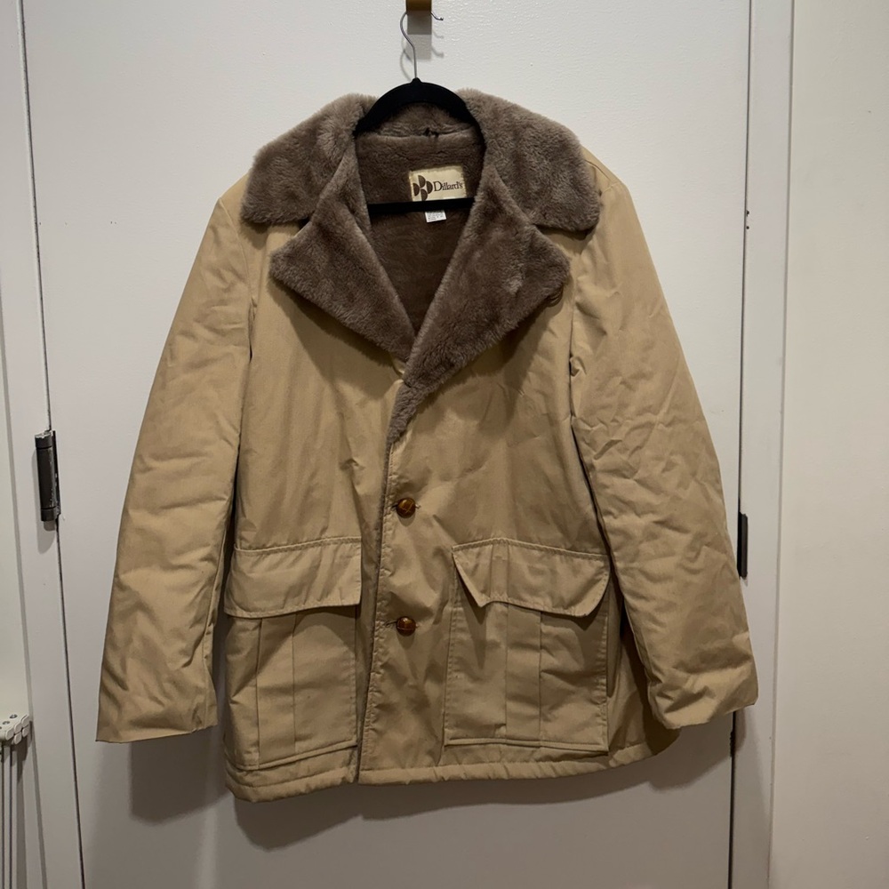 Vintage Tan Jacket with Faux Brown Collar